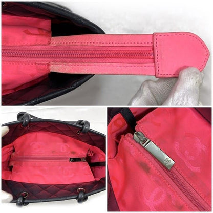 Chanel Tote Bag F21152 Black White Cambon