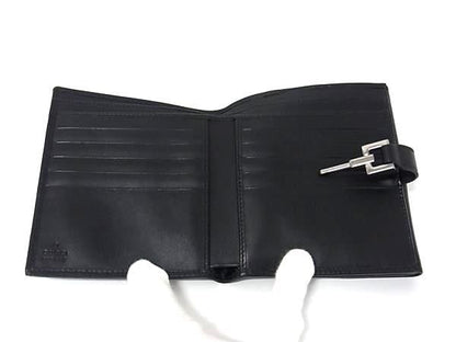Gucci 05474 2778 Jackie Sherry Line Suede And Leather Fold Wallet Black Fr4261