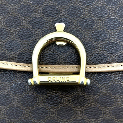 Celine M12 Handbag Brown Pvc/leather Macadam Lock Hardware Ladies Fashion