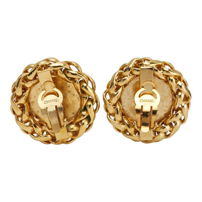 Chanel Coco Mark Round Barley Ear Of Rice Motif Gold Plated Ladies Chanel