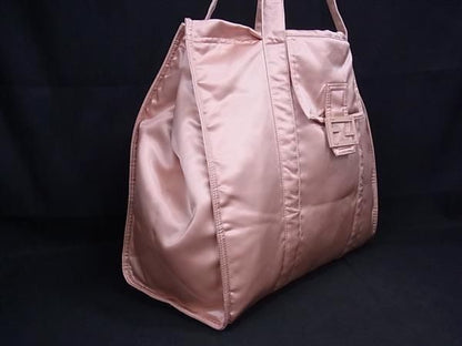 Fendi Bucket Shopping Bag Nylon Tote Women's Pink Beige Fp4609