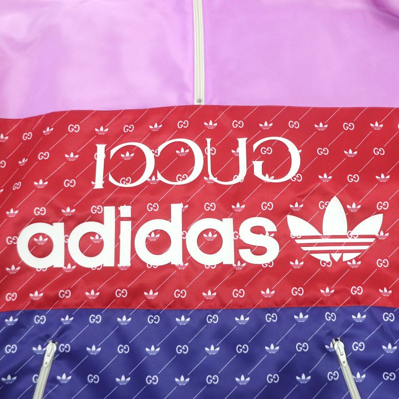 Gucci Adidas 22AW 691429 Half Zip Trefoil Logo Allover Hooded Anorak Hoodie