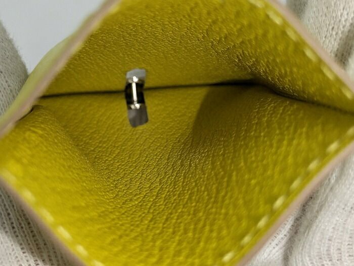 Hermes Diablo Card Case Chevre Leather Yellow Stamped Y