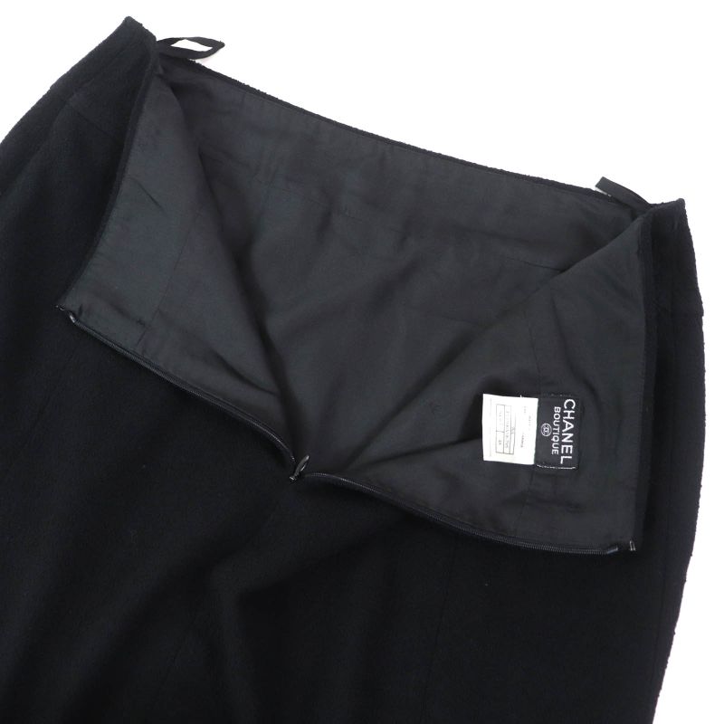 CHANEL Vintage 98A P11506 Wool Coco Mark Button Wool Tweed Jacket Skirt Setup