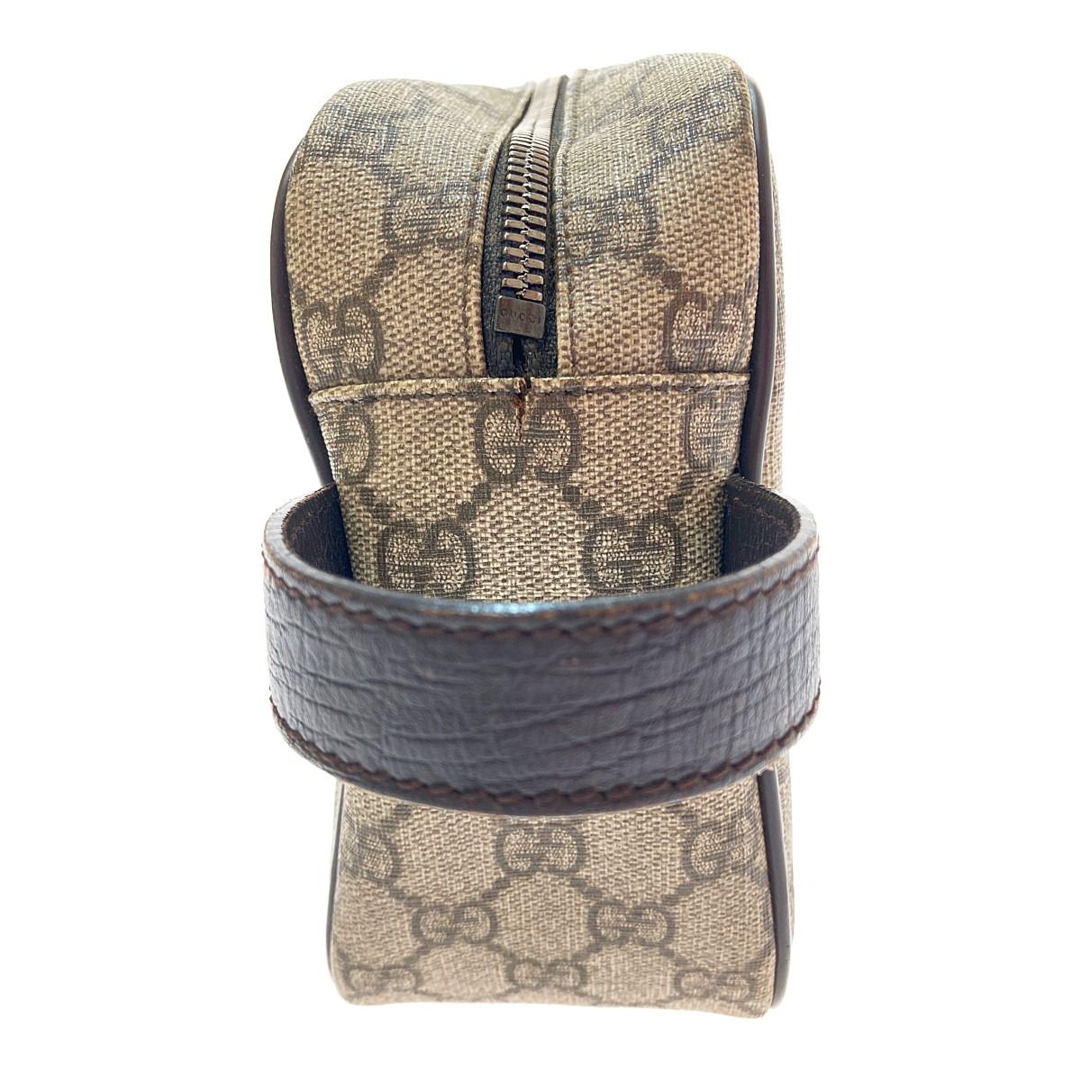 Gucci Second Bag GG Supreme Leather PVC Coating Beige Brown 131224