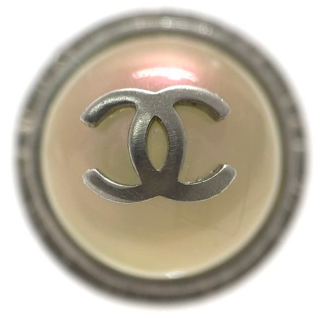 Chanel Earring Silver Pearl Style Coco Mark Excellent Condition Metal Used 98