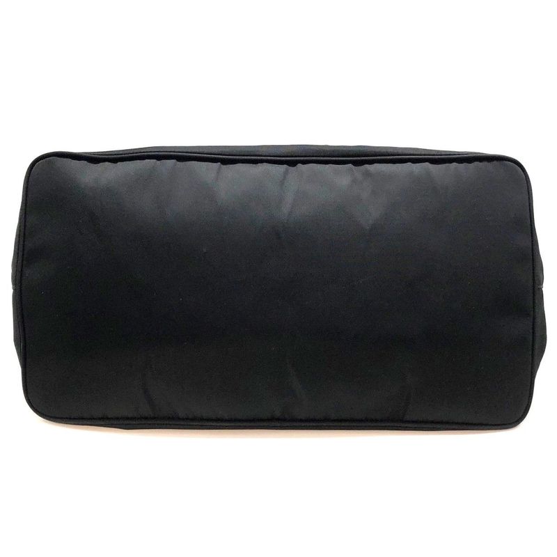 Prada Nylon Tote Handbag Triangle Plate Logo A4 Compartment Black Ladies Men