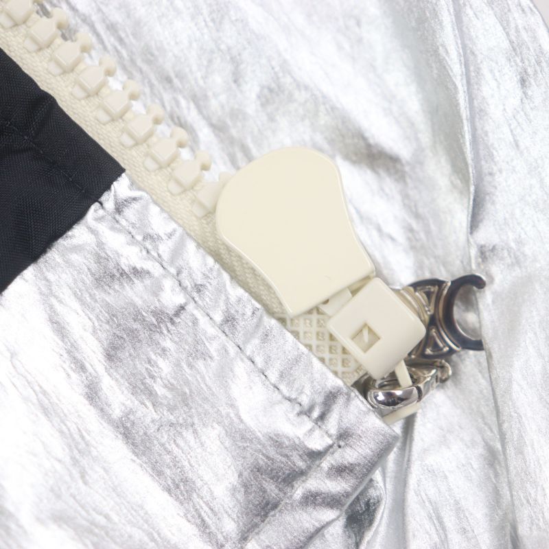  Celine 21AW 2w420819l Loose Checkerboard Boucle Logo Zip-up Blouson Silver