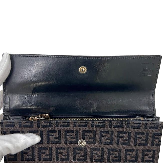 Fendi Foldable Long Wallet Brown Zucchino 8m0025 Wallet