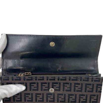 Fendi Foldable Long Wallet Brown Zucchino 8m0025 Wallet