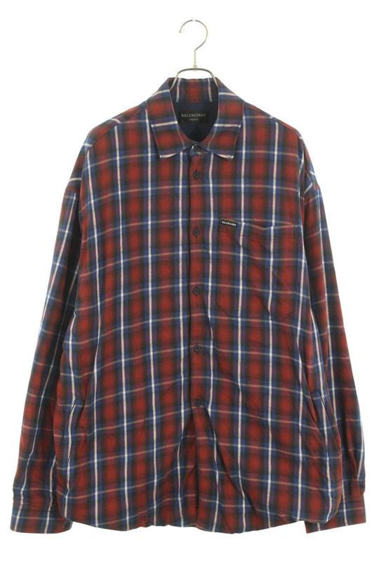 Balenciaga 768767 Trm22 Oversized Checked Long Sleeve Shirt Men's 4