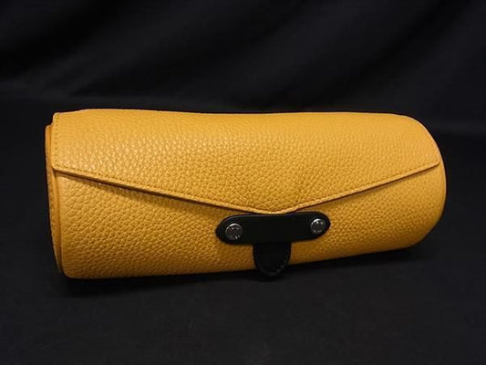 Fendi Leather Jewelry Case Accessory Case Yellow Aw0856