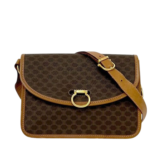 Celine Shoulder Bag Brown Beige Macadam Crossbody PVC