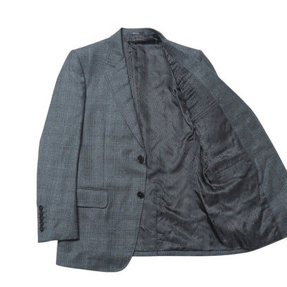 Gucci Suit Size 7-46 R Check Bleather Tailored Single Jacket 2B Tapered