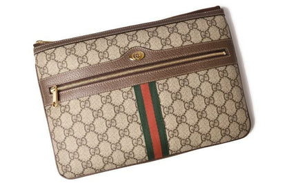 Gucci Brand Bag Unused Preowned Clutch Bag Clutch Pouch GG Supreme Brown Beige