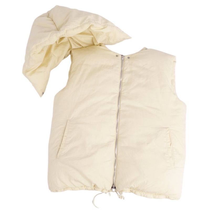 Celine Vest 2-way Hooded Down Vest Cotton Silk Outerwear Women's Made In France