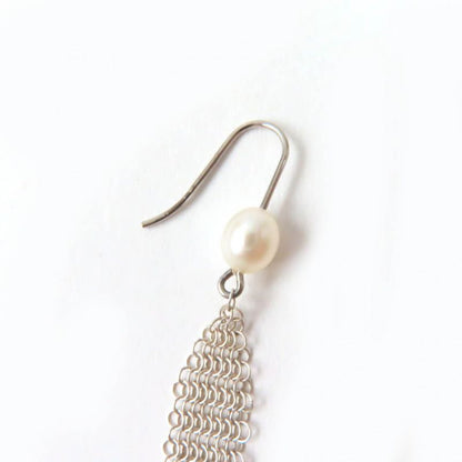 Tiffany & Co Ag925 Current Ag925 Mesh Tassel Earrings With Pearl (for Both