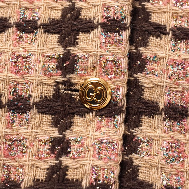 2022Gucci Skirt Suit Size 36 (155 80Y) GG Logo Gold Button Tweed