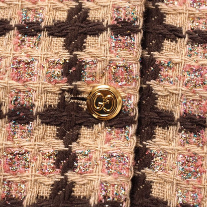 2022Gucci Skirt Suit Size 36 (155 80Y) GG Logo Gold Button Tweed