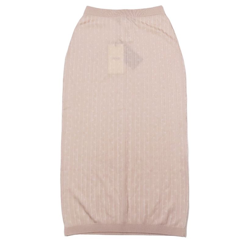 Unused 2022 Fendi Sheer Knit Tight Skirt Long Length Elastic Waist Total Stripe