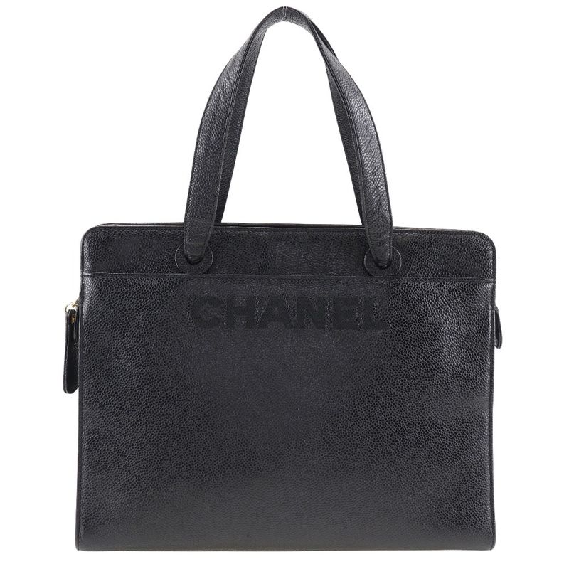Chanel Logo Caviar Skin Black Ladies Handbag