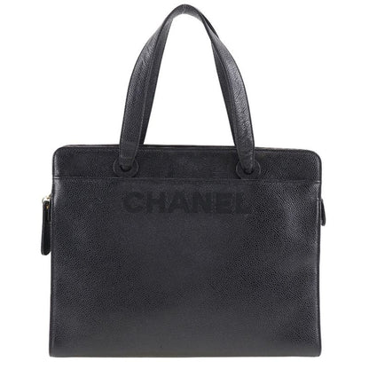 Chanel Logo Caviar Skin Black Ladies Handbag