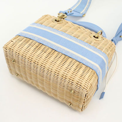 DIOR Lady Dior Medium Handbag Wicker Jacquard Women's