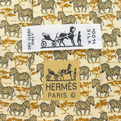 Hermes Tie Zebra 9cm (3.54in) Silk Beige and Multicolor Zebra Animal Print [box