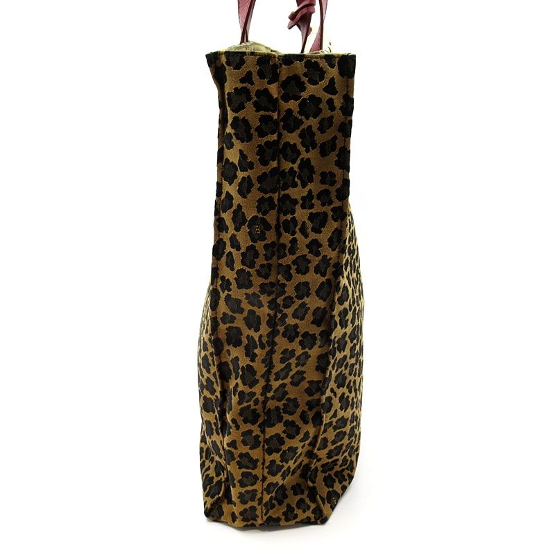 Fendi Leopard Handbag 8bh173 Canvas Ladies Handbag Brown Excellent Condition