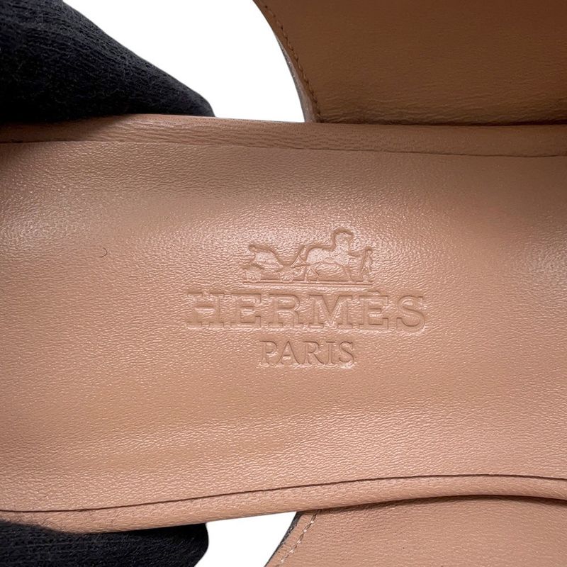 Hermes Ballet Shoes Cles Leather 35 Beige Perlino Gris Argent