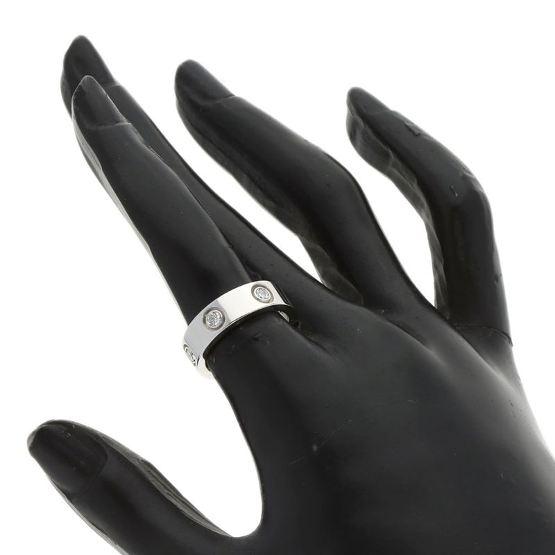 Cartier Love Ring Full Diamond #50 Ring - 18K White Gold Ladies