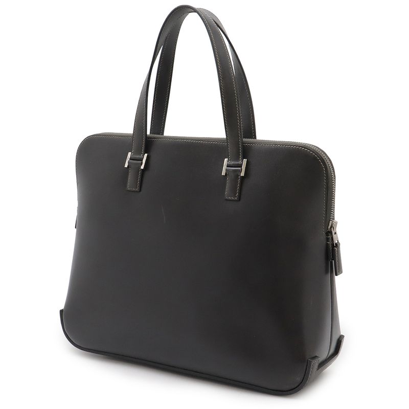 Hermes Escapada Tote Handbag Box Calf Leather Dark Grey Silver Hardware