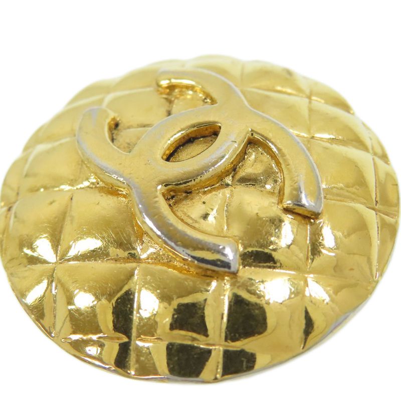 Chanel Matelasse Coco Mark Button Earrings Metal Ladies