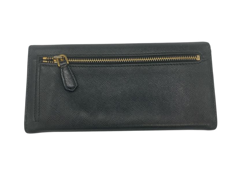 2589 Prada Bifold Long Wallet 1m1132 Saffiano Leather Ribbon Nero Black