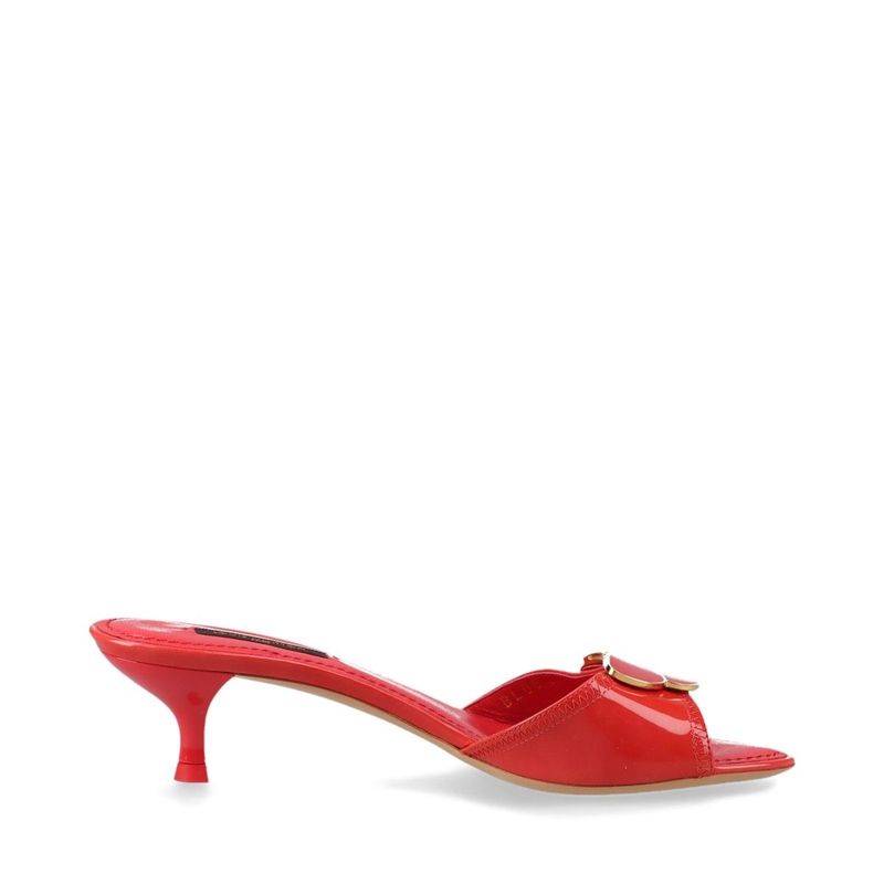 Louis Vuitton 08 Butterfly V Mark Patent Leather Mules Women's 35 Bl0048 Red