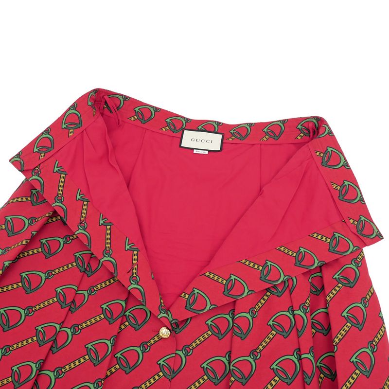 Gucci Fupli Tsukato Bit Motif Size 42 Red Cotton Ladies Women's Clothes