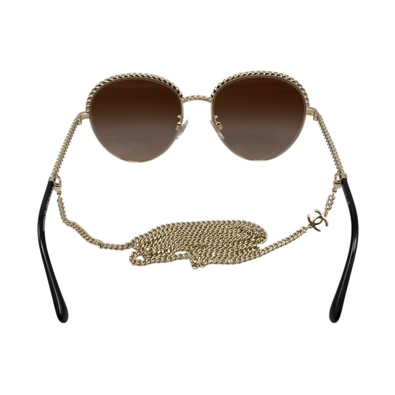 Chanel Sunglass Es with Coco Mark Chain 4242 Brown Gold Chanel