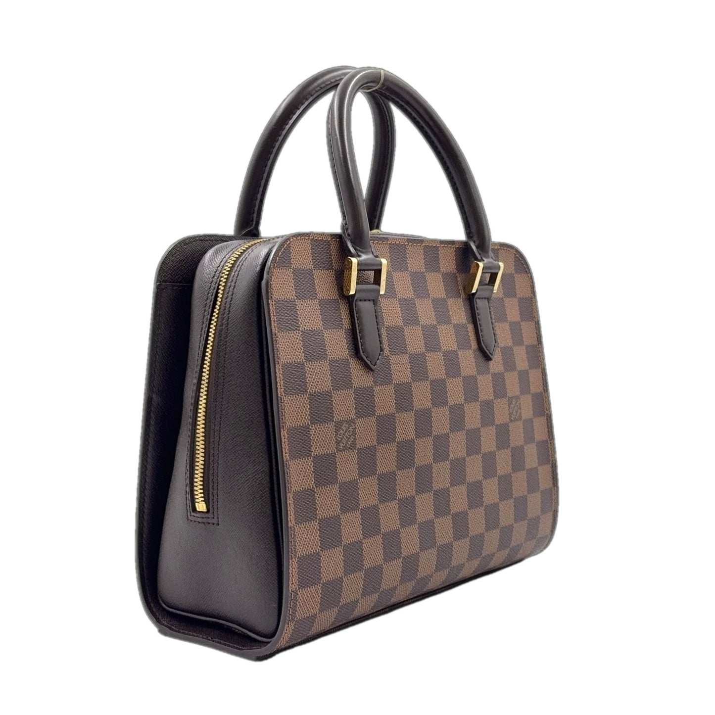 Louis Vuitton Triana Damier Ebene Leather Brown Handbag Gold — view 2