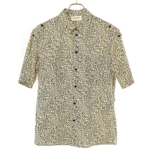 Saint Laurent Paris Short Sleeve Zebra Shirt 604908 Y1a74 Beige 37