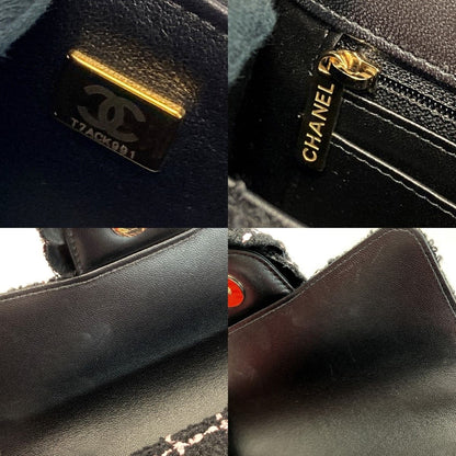 Chanel Cocomark Camellia Chain Shoulder Bag As4388 Black X Pink Tweed