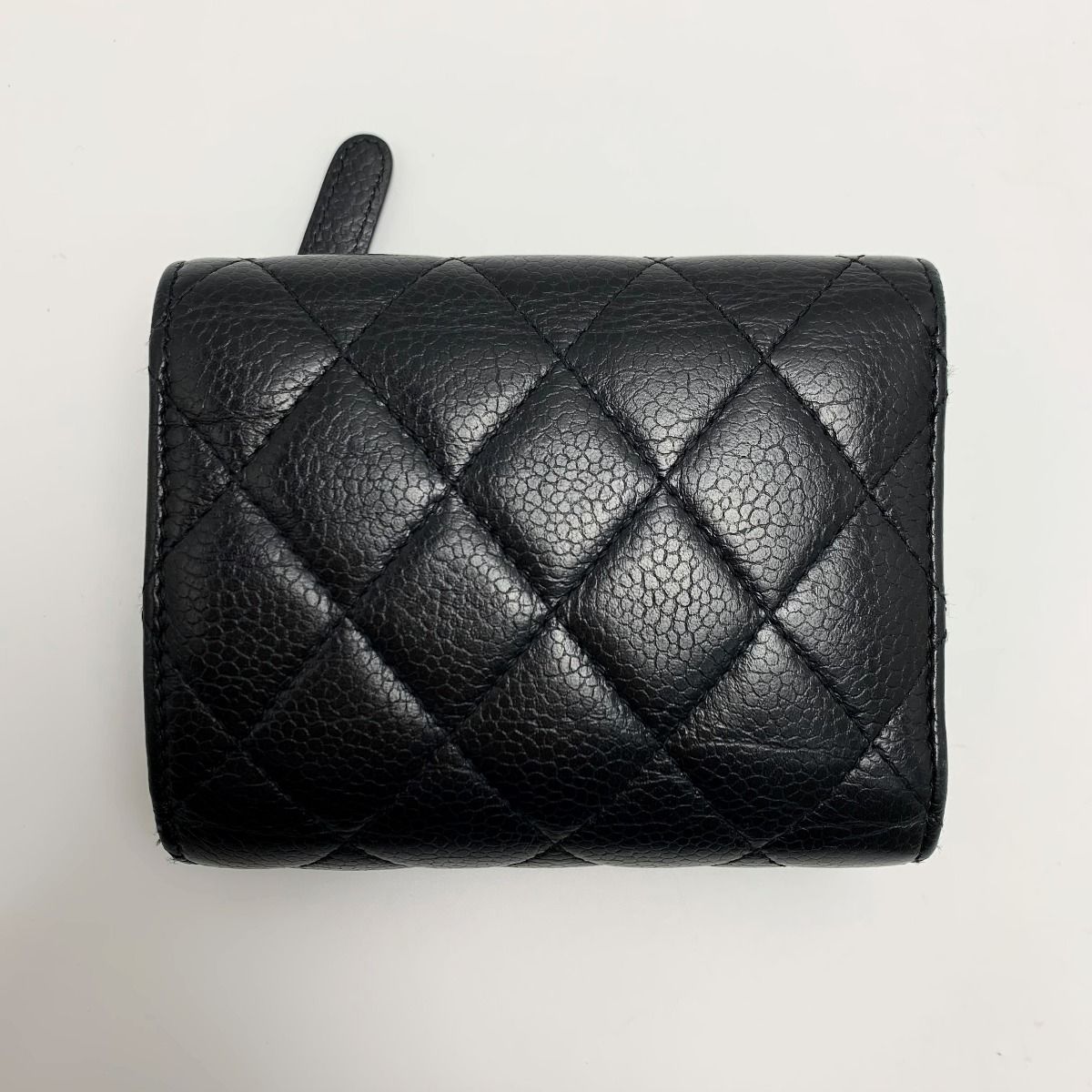 Chanel Matelasse Caviar Skin Black Silver Hardware Trifold Wallet