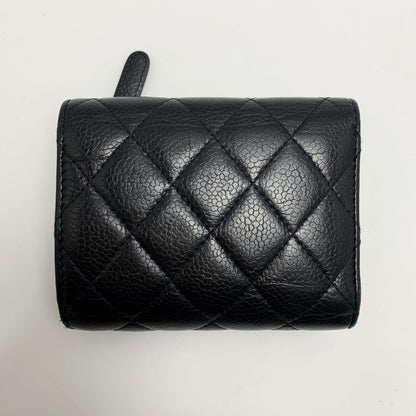 Chanel Matelasse Caviar Skin Black Silver Hardware Trifold Wallet