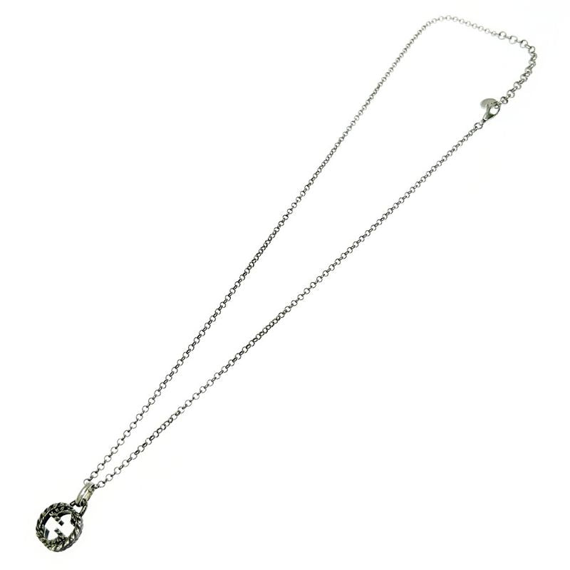 Gucci Silver Interlocking G Arabesque Necklace 7.2g 925 Engraved 357901 Necklace