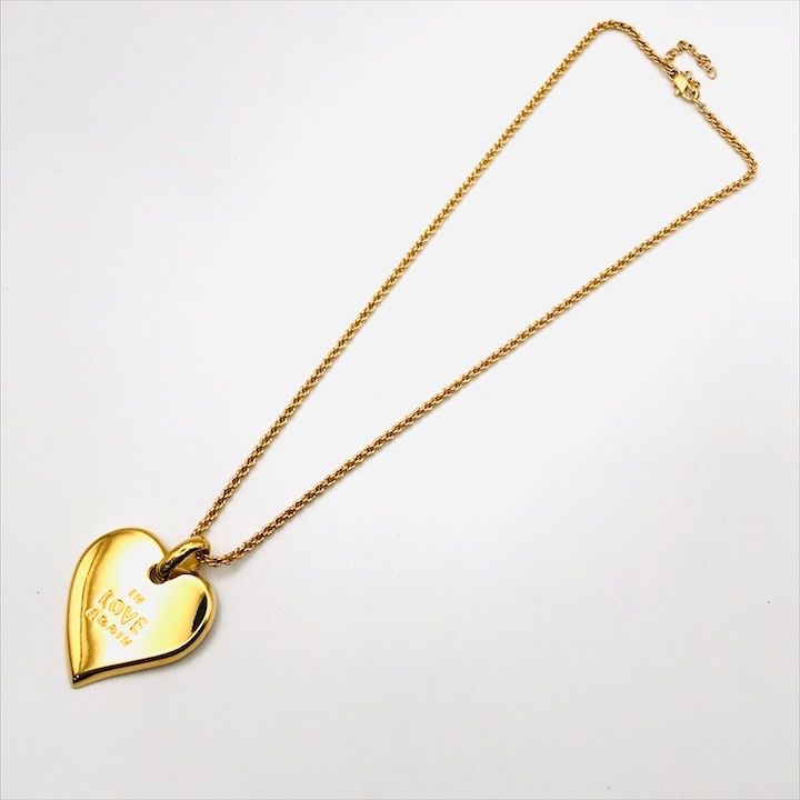 Saint Laurent Yves YSL Heart Motif Chain Necklace Gold