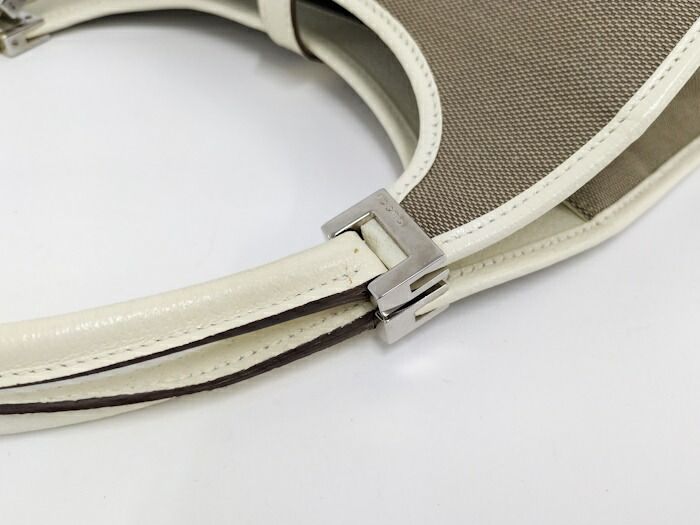 Gucci Shoulder Bag Jackie Hardware Canvas Ivory Brown 0021068