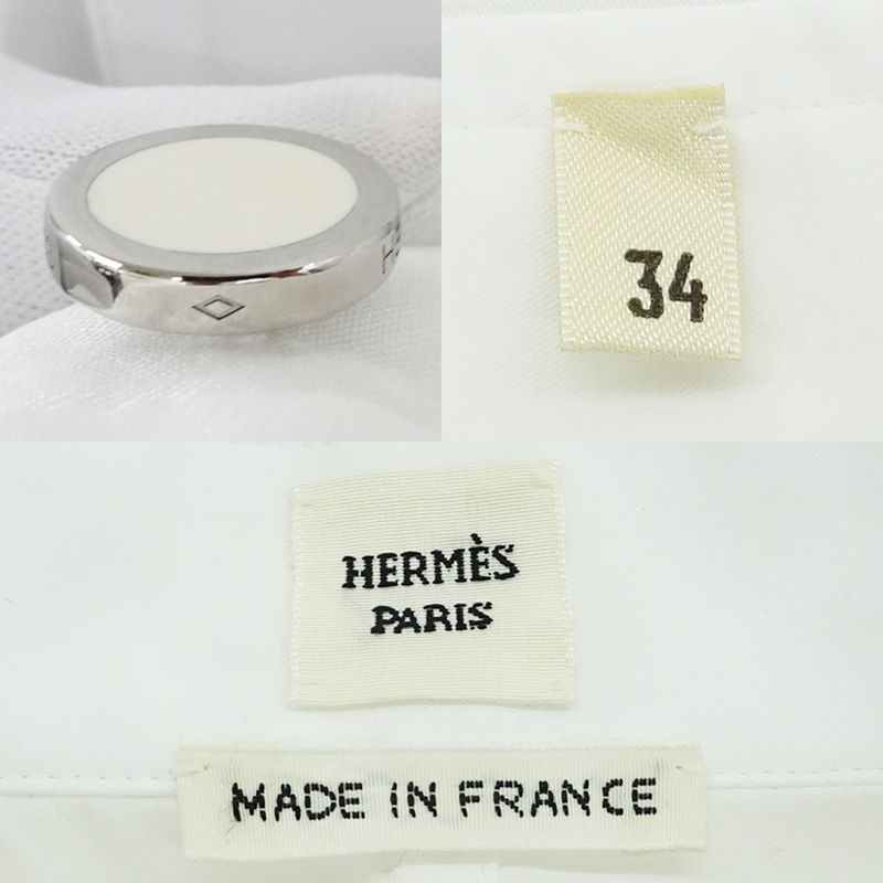 Hermes Shirt Dress 34 White 4e0501dv Cotton Clothes Apparel Clothing