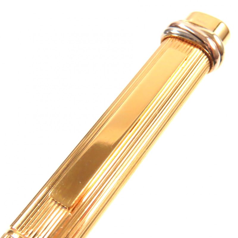  Cartier Vintage Trinity Striped Cap Ballpoint Pen Gold Made In