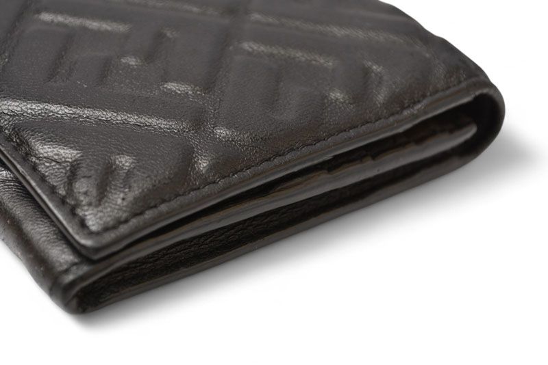 Fendi Wallet Fendi Bifold Long Wallet Leather Women Men FF Embossed Black 7m0264