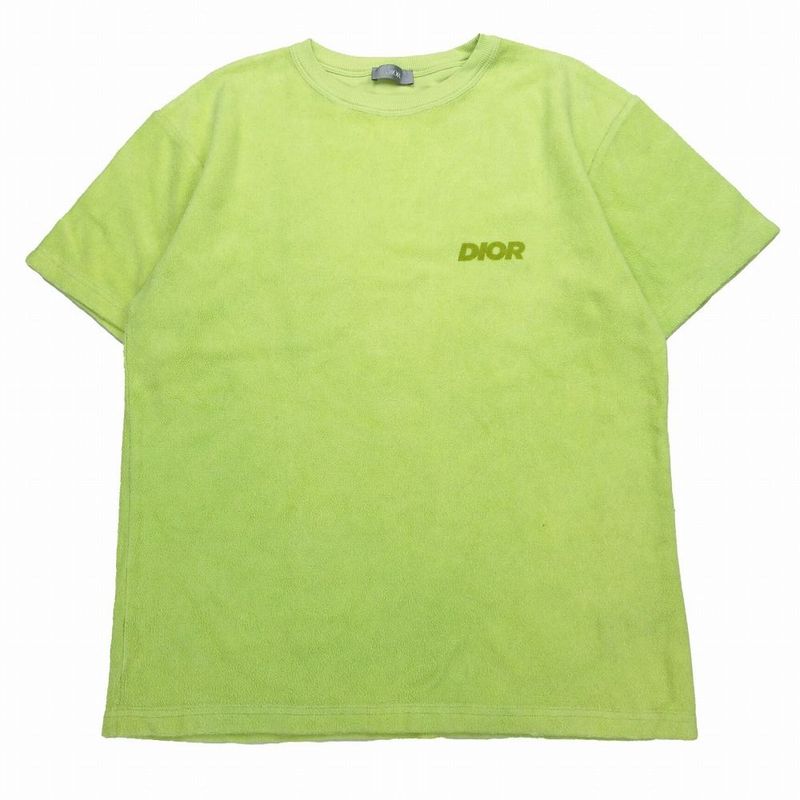 Dior Homme Dior Homme 23ss Brand Logo Pile Short Sleeve T-Shirt Top Yellow Size