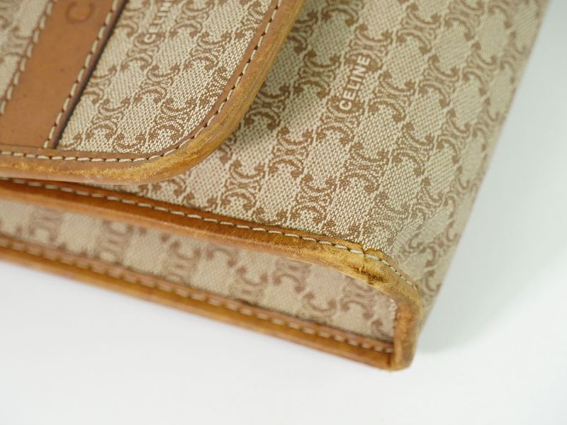 Authentic Celine Macadam Shoulder Bag Pochette PVC Beige Macadam Bag Pre-owned